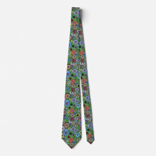 "Floral Fun #2" Blumengarten Neck Tie Krawatte (Vorderseite)