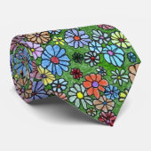 "Floral Fun #2" Blumengarten Neck Tie Krawatte (Gerollt)