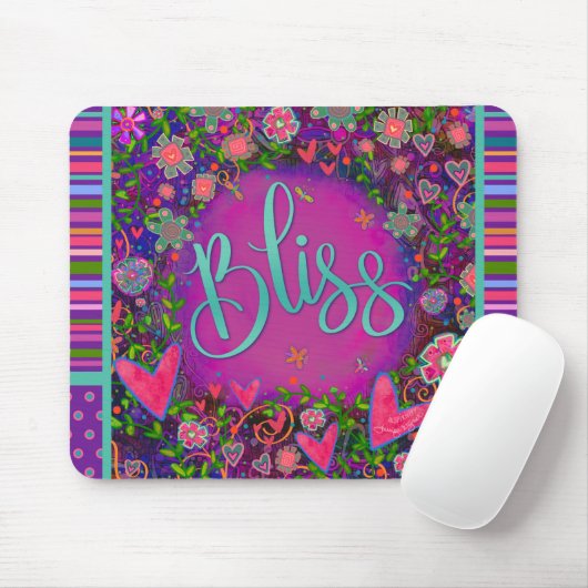 Floral Fun Bliss Moderne Strip-Inspirivity Mousepad (Mit Mouse)