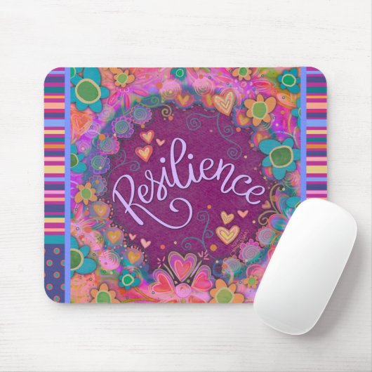 Floral Fun Resilienz Moderne Strip Inspirivity Mousepad (Mit Mouse)
