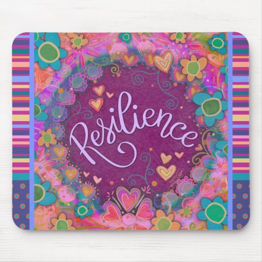 Floral Fun Resilienz Moderne Strip Inspirivity Mousepad (Vorne)