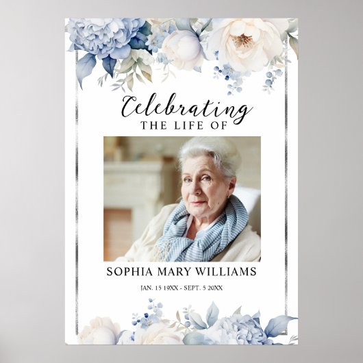 Floral Funeral Celebration of Life Welcome Sign Poster (Vorne)
