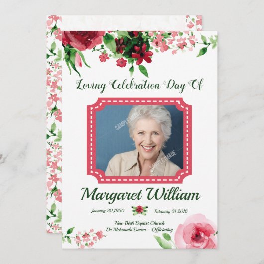 Floral Funeral Program Card Template  Programm (Vorne/Hinten)