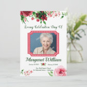 Floral Funeral Program Card Template  Programm (Stehend Vorderseite)