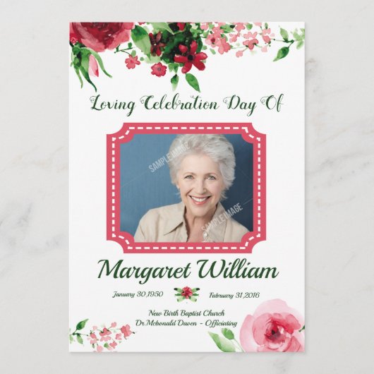 Floral Funeral Program Card Template  Programm (Vorderseite)