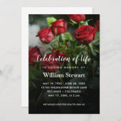 Floral Funeral | Red Roses Celebration of Life Einladung (Vorne/Hinten)