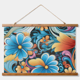 Floral Funkadelic Botanical Wandteppich Mit Holzrahmen