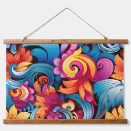 Floral Funkadelic Botanical Wandteppich Mit Holzrahmen