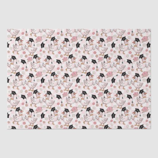 Floral Funny Groovy Goose Abschluss Seidenpapier (Vorderseite)
