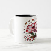 "Floral Fusion Tasse: Sip in Style" Zweifarbige Tasse (Vorderseite Links)
