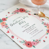 Floral Galentines Day Party Pink Invitation Einladung