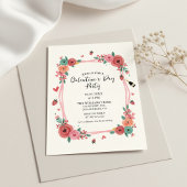 Floral Galentines Day Party Pink Invitation Einladung