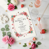 Floral Galentines Day Party Pink Invitation Einladung