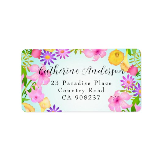 Floral Garden Address Label Adressaufkleber (Vorne)