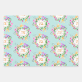 Floral Garden Aqua Geschenkpapier Set