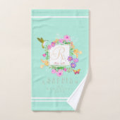Floral Garden Aqua Monogram Handtuch Badhandtuch Set (Handtuch)