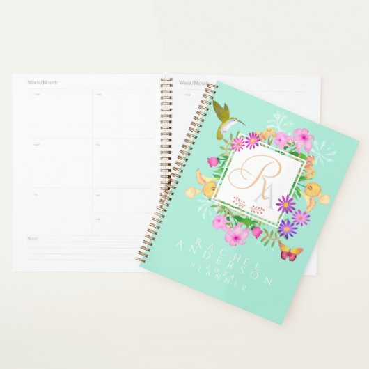 Floral Garden Aqua Monogram Planer (Anzeige)
