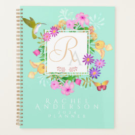 Floral Garden Aqua Monogram Planer