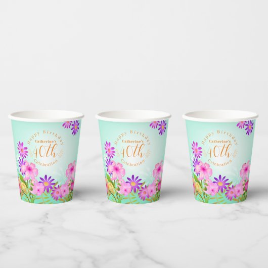 Floral Garden Aqua Pappbecher (Multi)