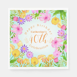 Floral Garden Aqua Serviette