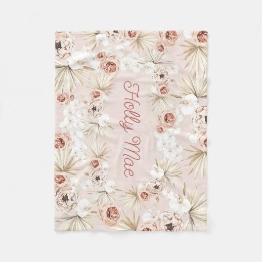 Floral Garden Baby Girl Boho Personalisiert Fleecedecke (Vorderseite)