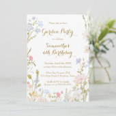 Floral Garden Birthday Invitation Spring Einladung (Stehend Vorderseite)
