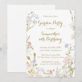 Floral Garden Birthday Invitation Spring Einladung (Vorne/Hinten)