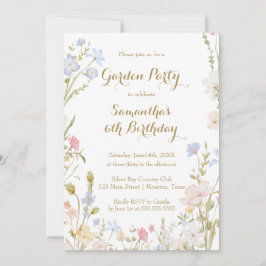 Floral Garden Birthday Invitation Spring Einladung