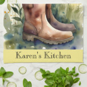 Floral Garden Boots and Wildflowers Kitchen Towel Geschirrtuch (Gefaltet)
