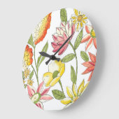 Floral Garden Design with White Background Große Wanduhr (Winkel)