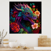 Floral Garden Dragon Poster (Küche)