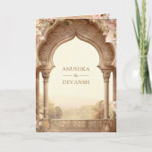 Floral Garden Elephants Indian Palace Wedding Einladung (Vorderseite)