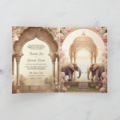 Floral Garden Elephants Indian Palace Wedding Einladung (Innenseite)