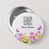 Floral Garden Firmenname Logo weiß Button (Vorne & Hinten)