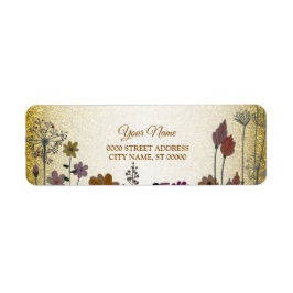 Floral Garden Gold Glitter Wedding Return Address