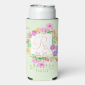 Floral Garden Green Monogram Selters Dosenkühler (Seltzer Rückseite)