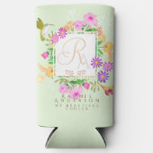 Floral Garden Green Monogram Selters Dosenkühler (Vorderseite)