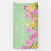 Floral Garden Green Welcome Home Banner (Vertikal)