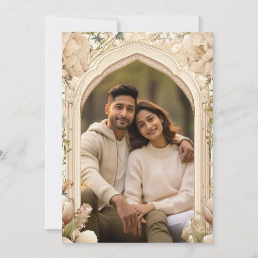 Floral Garden Indian Palace Wedding Foto Save The Date (Rückseite)