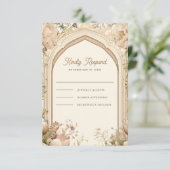 Floral Garden Indian Palace Wedding RSVP Karte (Stehend Vorderseite)
