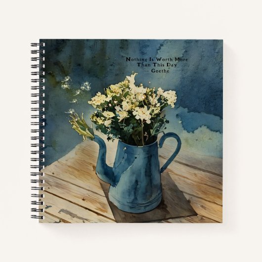 Floral Garden Jug Goethe Quote Blue Journal Notizblock (Vorderseite)