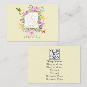 Floral Garden Monogram gelb Visitenkarte