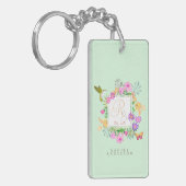 Floral Garden Monogram Green Schlüsselanhänger (Vorderseite links)