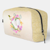 Floral Garden Monogram Heart Beige Waschbeutel (Rechte Ecke)