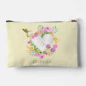 Floral Garden Monogram Heart Beige Zubehörtasche (Rückseite)