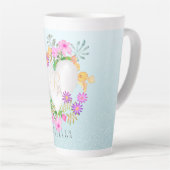 Floral Garden Monogram Heart Blue Milchtasse (Rechte Ecke)