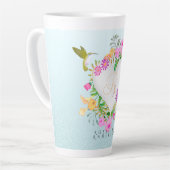 Floral Garden Monogram Heart Blue Milchtasse (Linke Ecke)