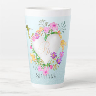 Floral Garden Monogram Heart Blue Milchtasse