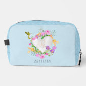 Floral Garden Monogram Heart Blue Waschbeutel (Vorderseite)
