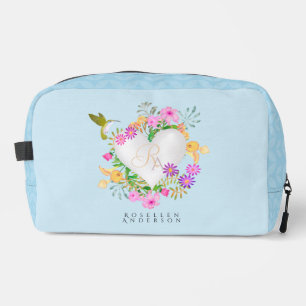 Floral Garden Monogram Heart Blue Waschbeutel